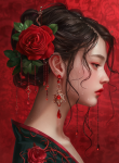 tieutuemjpro112_A_red_rose_with_drops_of_water_the_girls_hair_i_17d08aec-6baa-4b0c-8d11-e84e4a89ae2d